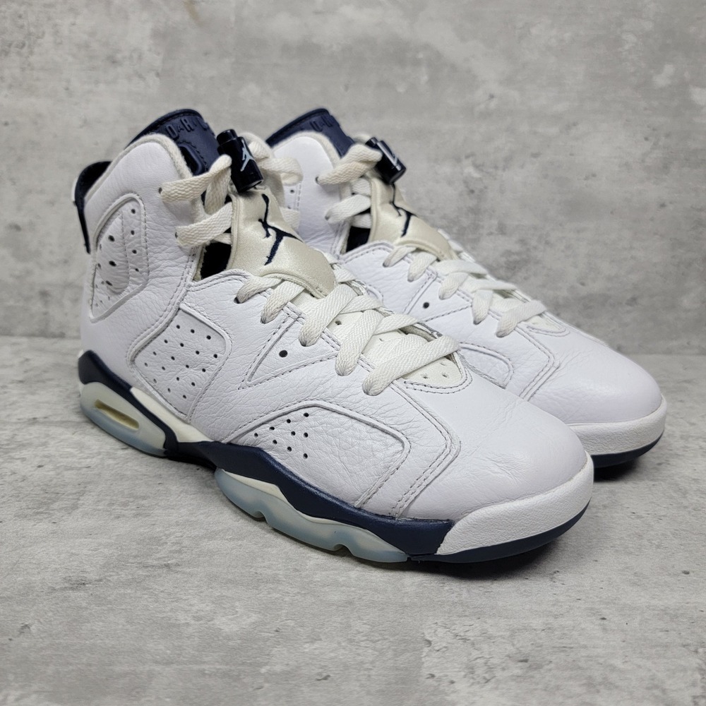 Nike Air Jordan 6 Retro White Midnight Navy Blue Size 6.5Y Womens 8 Shoes